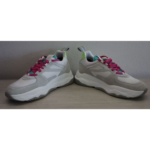 P448 Women's Sz 10 EUR 40 White Luke Leather/Mesh Fabric Platform Sneakers - Picture 2 of 9